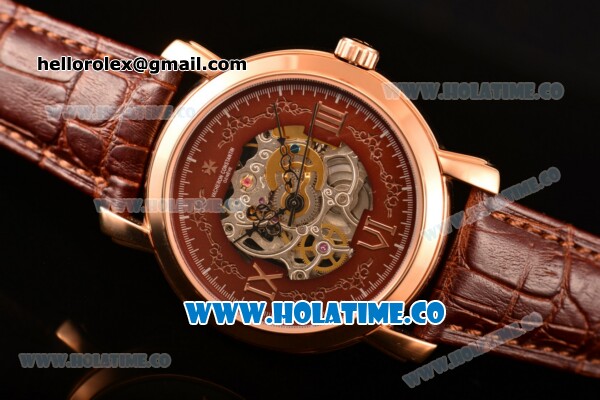 Vacheron Constantin Malte Asia Automatic Rose Gold Case with Brown Skeleton Dial and Roman Numeral Markers - Click Image to Close